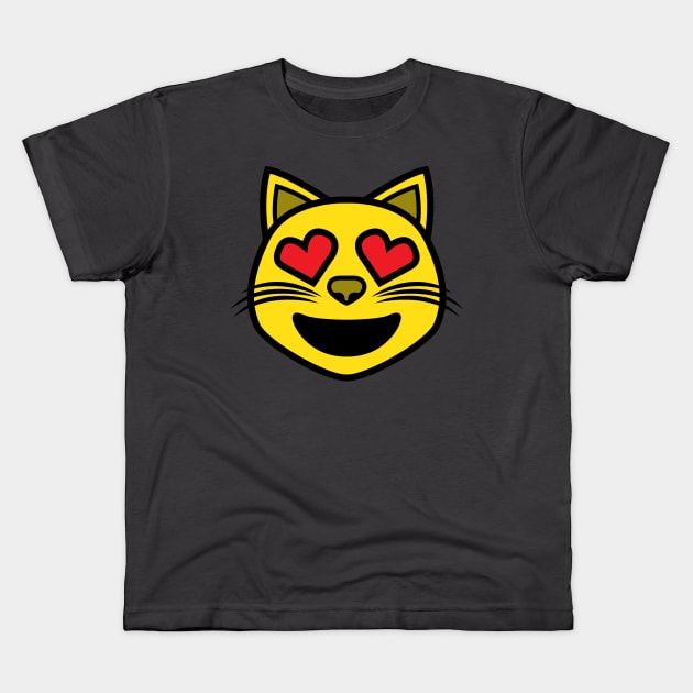 Cat Love Emoji Eyes - Cat Lover Cats Kids T-Shirt by fromherotozero